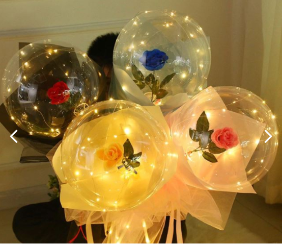 Globo Luz Led Con Rosa San Valentín Amor