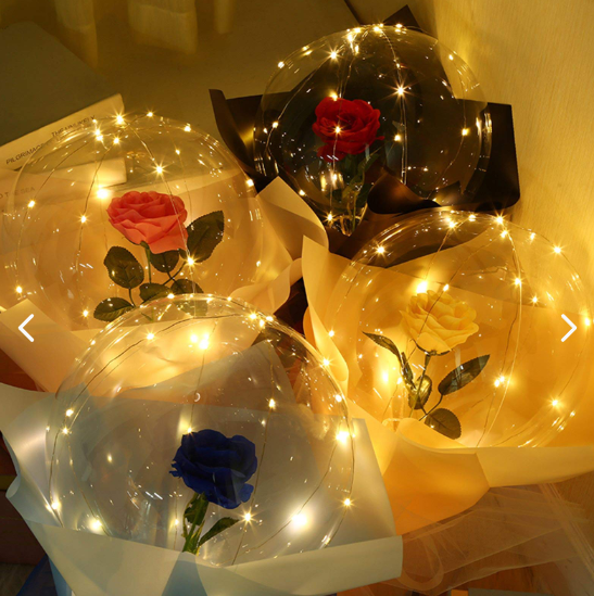 Globo Luz Led Con Rosa San Valentín Amor