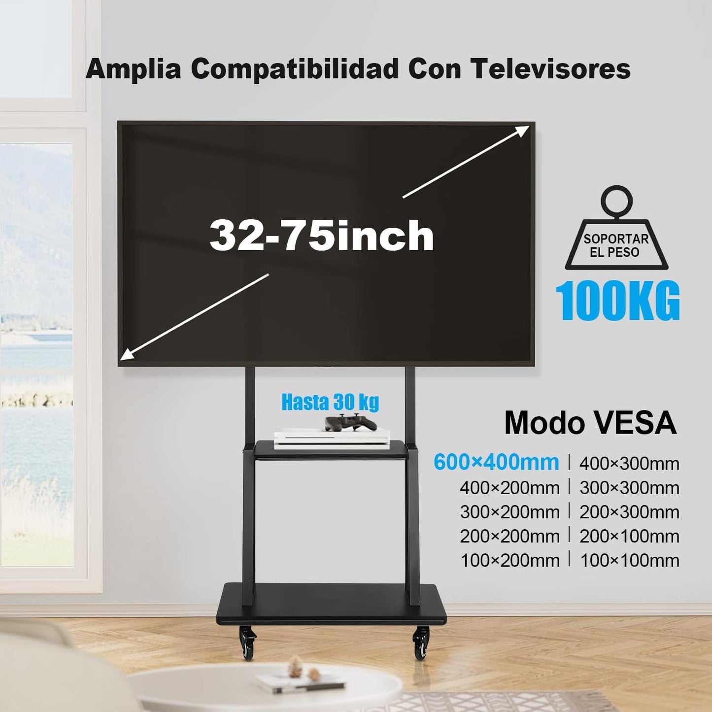 📺 Soporte TV 32" a 75" Smart Base Pedestal – Movilidad y Estilo para tu Espacio 🏠