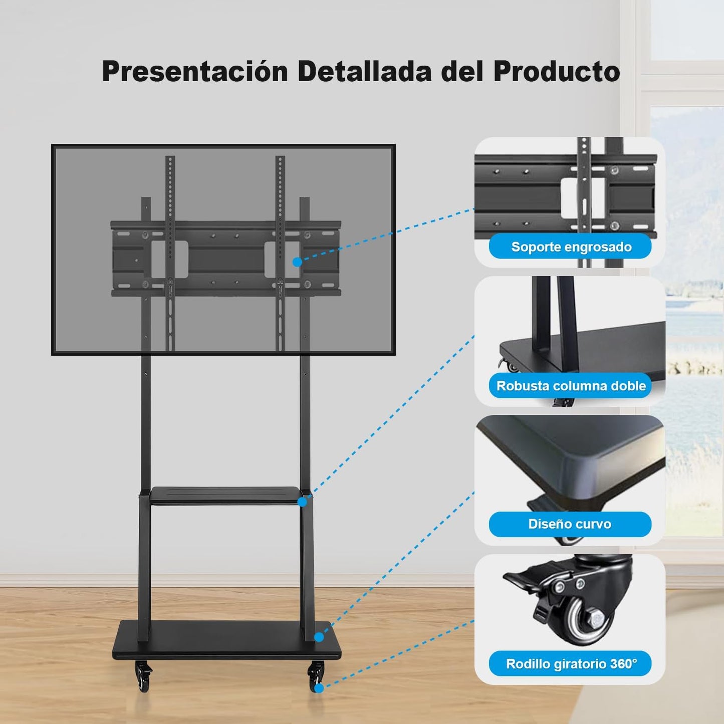 📺 Soporte TV 32" a 75" Smart Base Pedestal – Movilidad y Estilo para tu Espacio 🏠