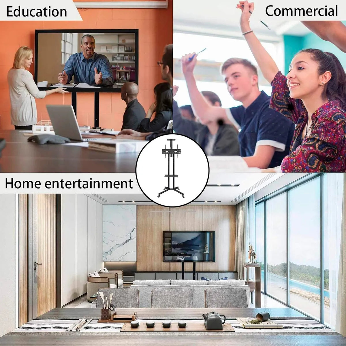 📺 Soporte TV 32" a 75" Smart Base Pedestal – Movilidad y Estilo para tu Espacio 🏠