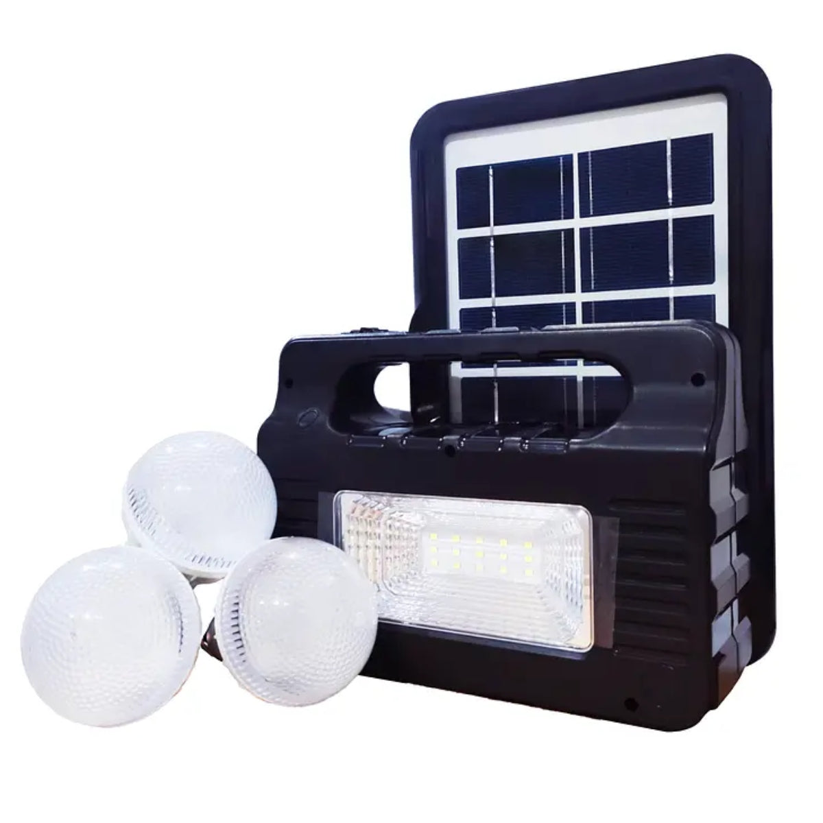 Estación Solar 5V con Linterna y 3 Bombillas LED | Kit de Emergencia y Camping en Chile