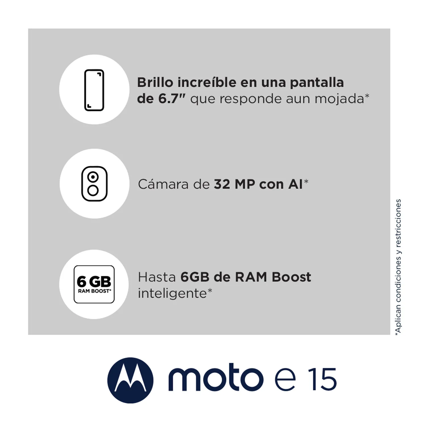 Motorola Moto E15 64GB 2GB RAM Azul – Smartphone Libre con Batería Duradera