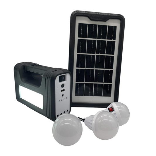 Estación Solar 5V con Linterna y 3 Bombillas LED | Kit de Emergencia y Camping en Chile