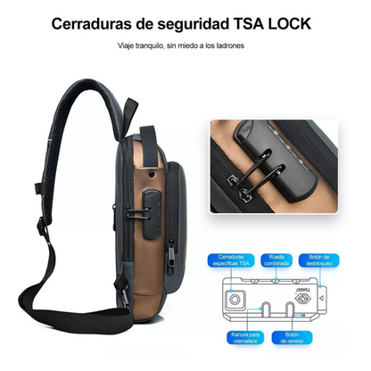 Bolso Bandolera Antirrobo con USB y Clave | Vizium
