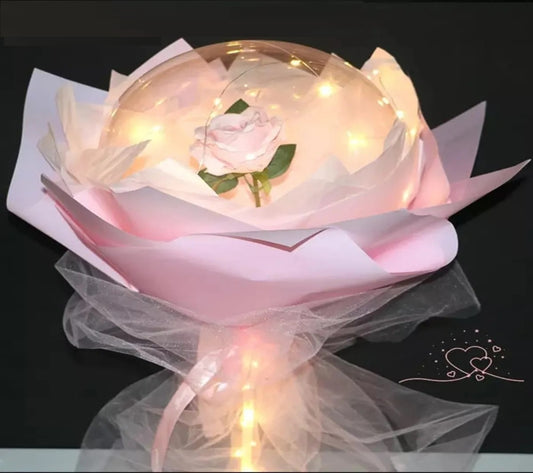 Globo Luz Led Con Rosa San Valentín Amor
