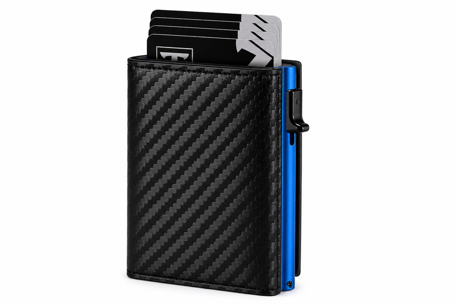 Billetera Tarjetero Vizium Pop Up RFID Fibra Carbono Premium
