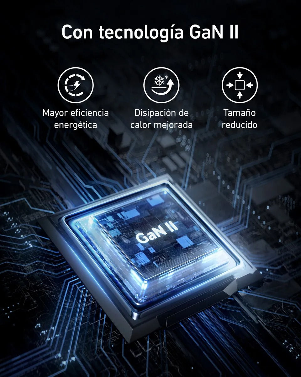 Cargador Anker GaN 65W 3 Puertos USB-C | Carga Rápida