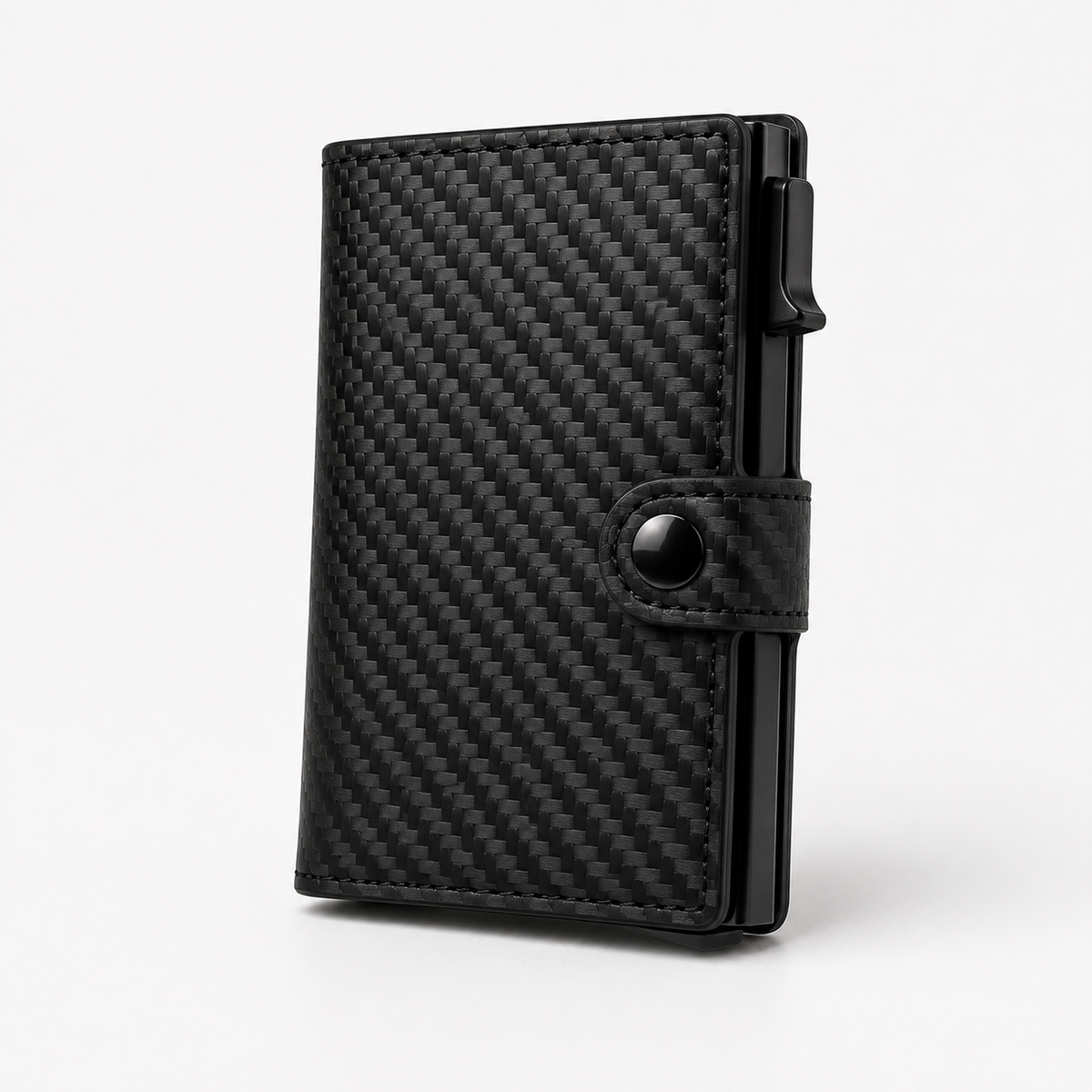 Billetera RFID negra estilo fibra de carbono - vista principal