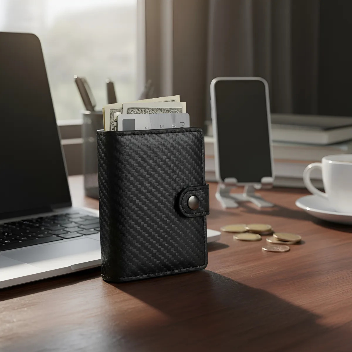 VIZIUM Smart Wallet — billetera RFID negra para hombre