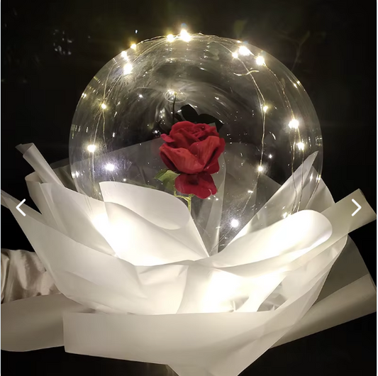 Globo Luz Led Con Rosa San Valentín Amor