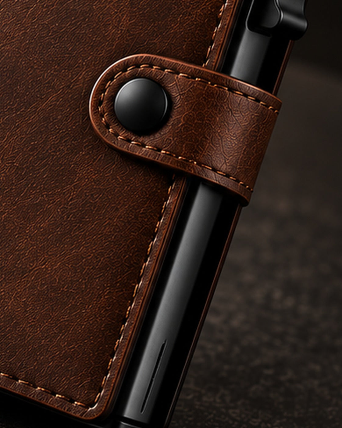 Smart Wallet Marrón en uso