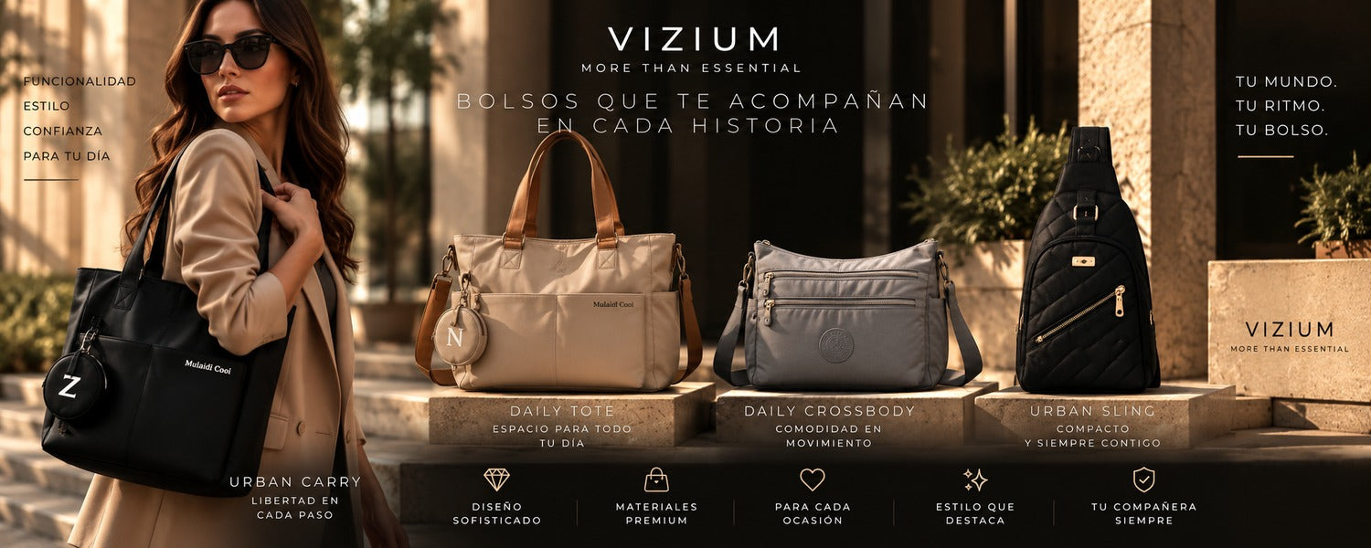 VIZIUM — More than essential. Bolsos que te acompañan en cada historia. Tu mundo. Tu ritmo. Tu bolso.