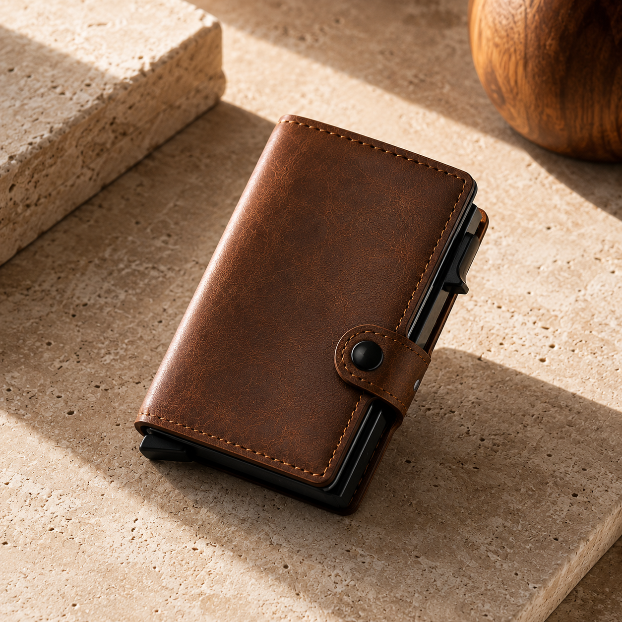 Billetera RFID VIZIUM Smart Wallet — Marrón — lifestyle